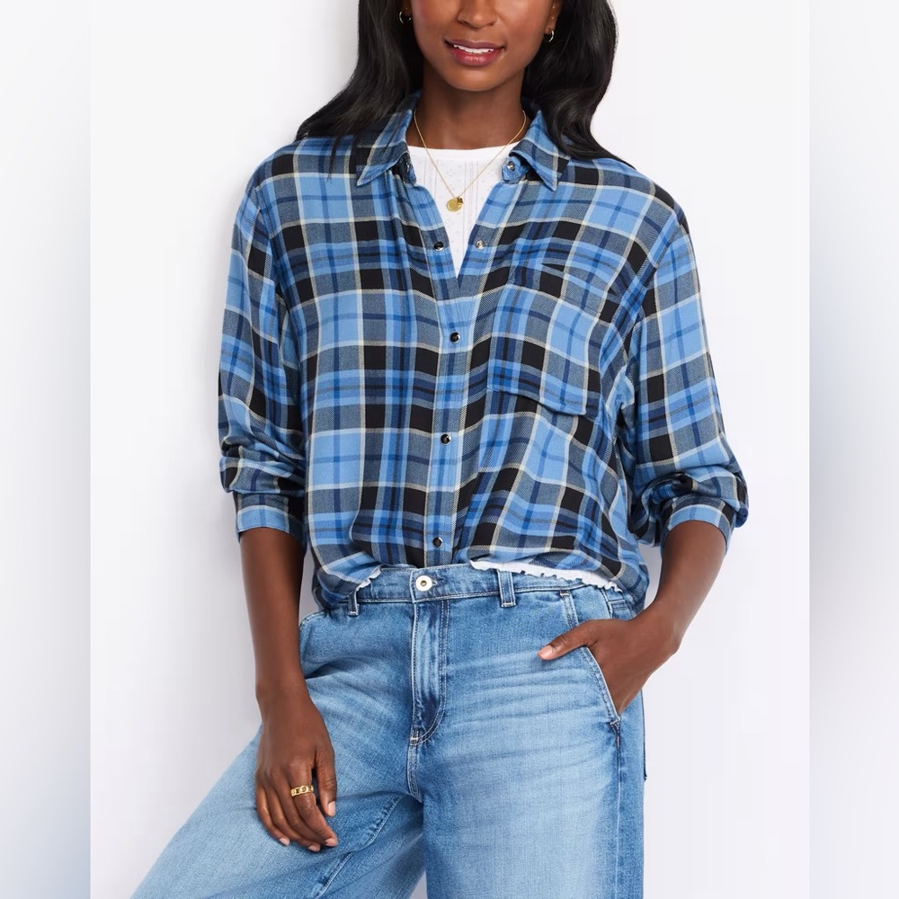Rails Blue and Black Plaid Button Down Shirt